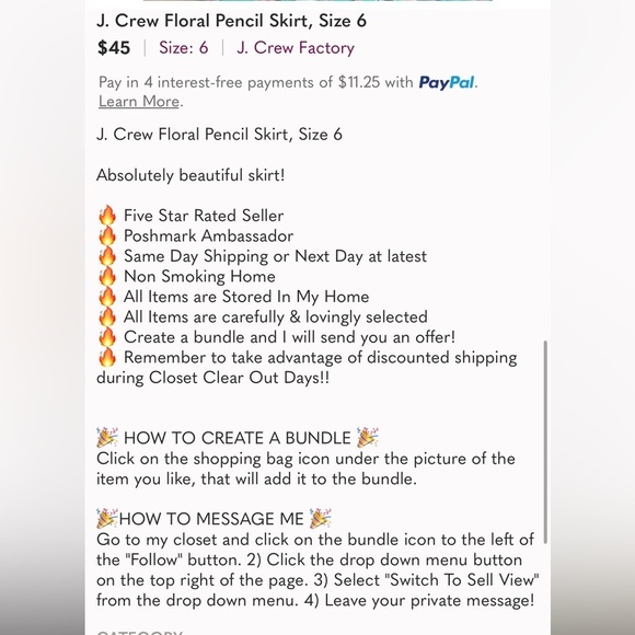 J crew floral pencil skirt size 6 - Picture 10 of 10